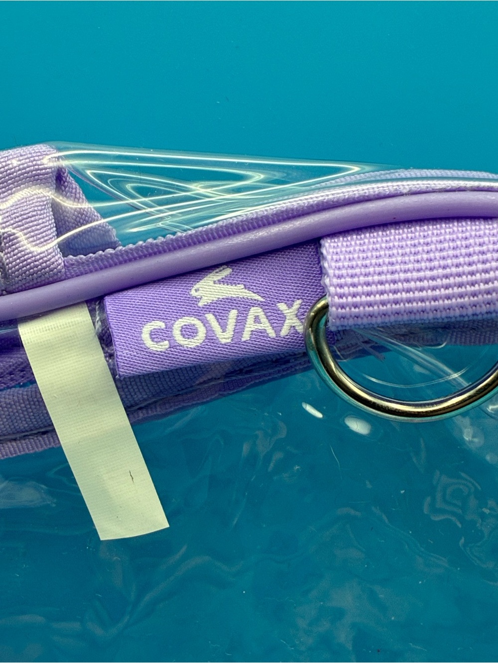 Clear Lavender Mini Backpack with Patterned Strap - Picture 3 of 7